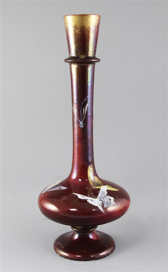 A tall Clement Massier Japonaise flambe bottle vase, late 19th century, 44cm